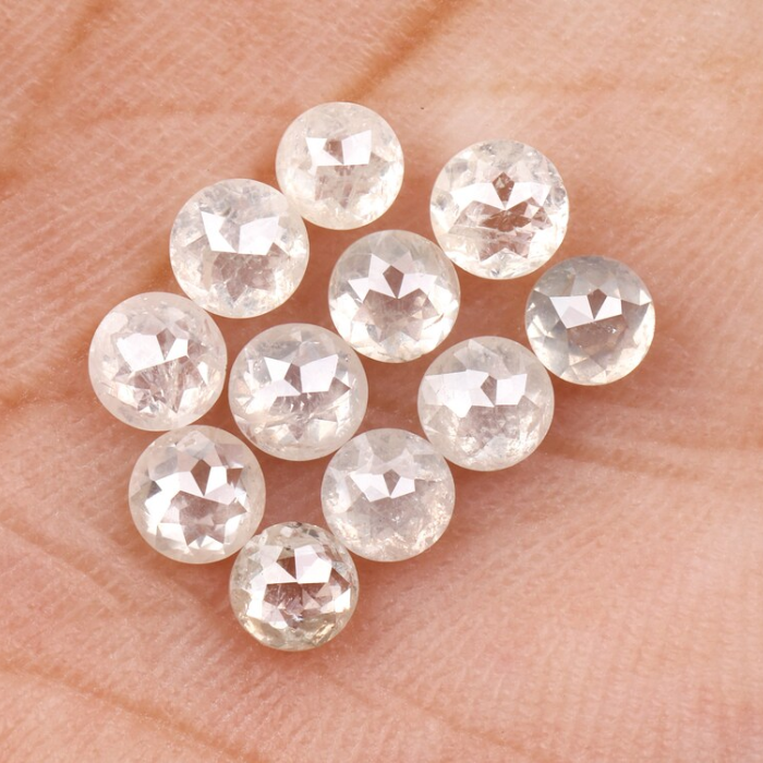 White Round Rose Cut Natural Loose Earth Mined Diamond