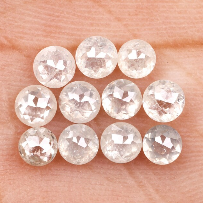 White Round Rose Cut Natural Loose Earth Mined Diamond