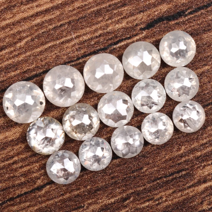 White Round Rose Cut Natural Loose Earth Mined Diamond