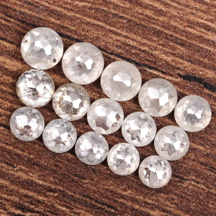 White Round Rose Cut Natural Loose Earth Mined Diamond