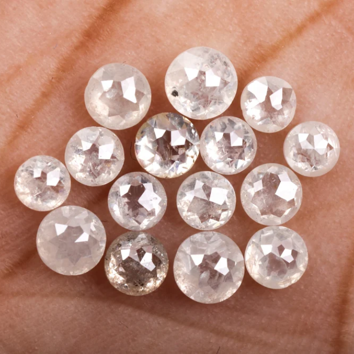 White Round Rose Cut Natural Loose Earth Mined Diamond