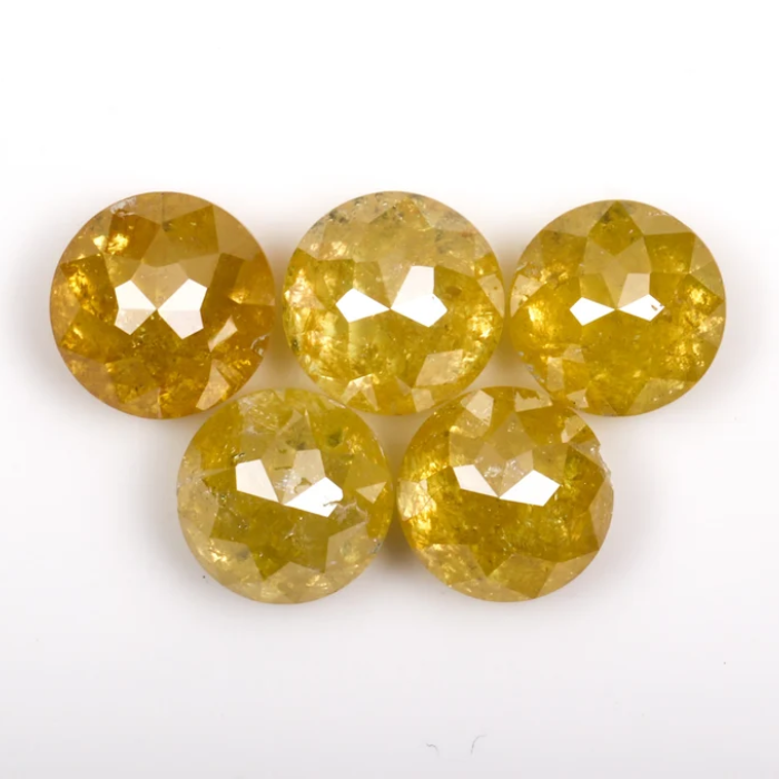 Yellow Loose Round Rose Cut Natural Earth Mined Diamond