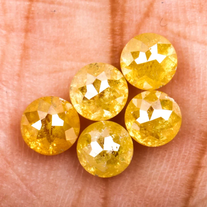 Yellow Loose Round Rose Cut Natural Earth Mined Diamond