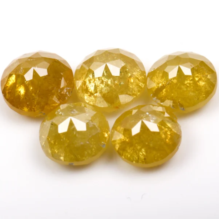 Yellow Loose Round Rose Cut Natural Earth Mined Diamond