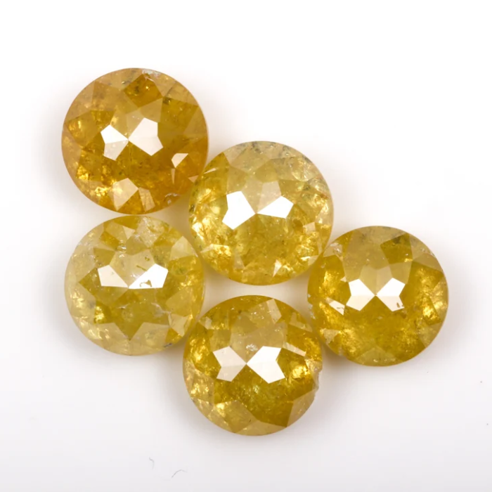 Yellow Loose Round Rose Cut Natural Earth Mined Diamond