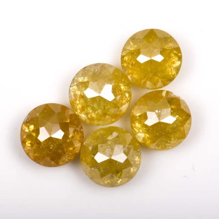 Yellow Loose Round Rose Cut Natural Earth Mined Diamond
