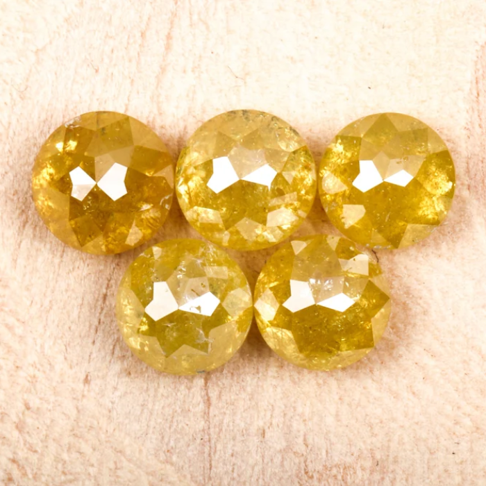 Yellow Loose Round Rose Cut Natural Earth Mined Diamond