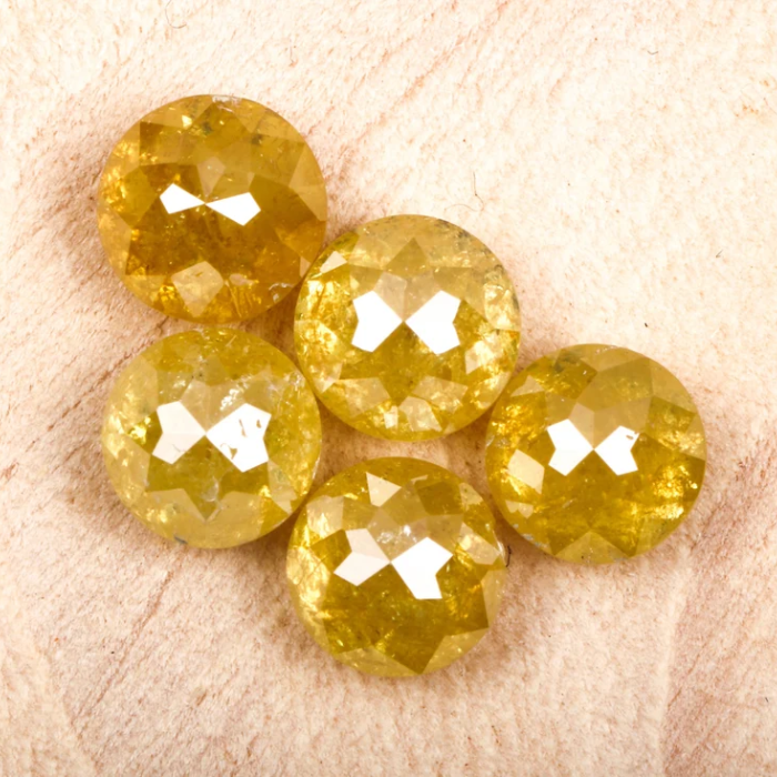 Yellow Loose Round Rose Cut Natural Earth Mined Diamond