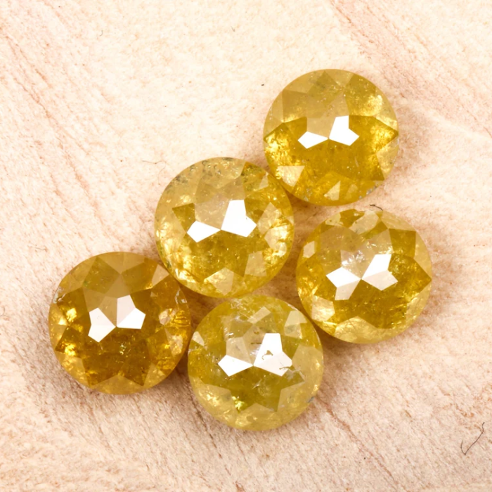 Yellow Loose Round Rose Cut Natural Earth Mined Diamond