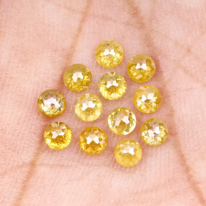 Yellow Natural Loose Round Rose Cut Diamond - Minimal Carbon