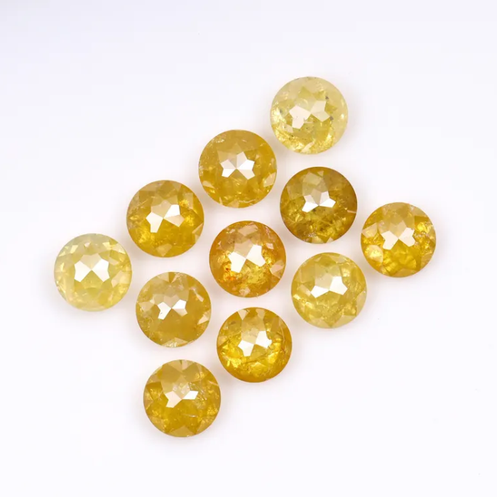 Loose Yellow Round Rose Cut Natural Earth Mined Diamond