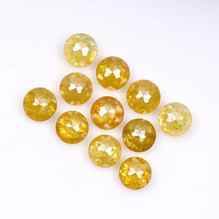 Loose Yellow Round Rose Cut Natural Earth Mined Diamond