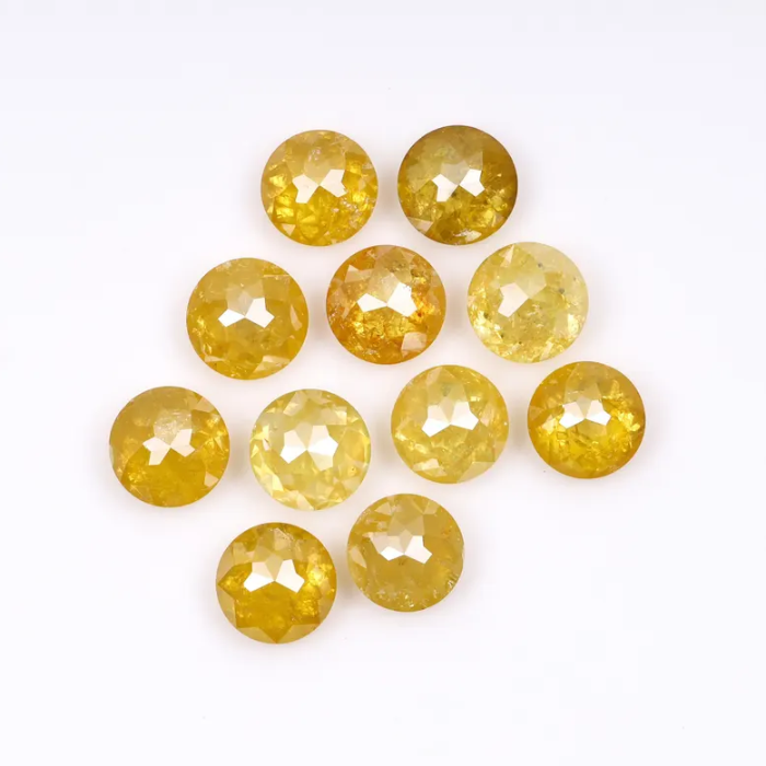 Loose Yellow Round Rose Cut Natural Earth Mined Diamond