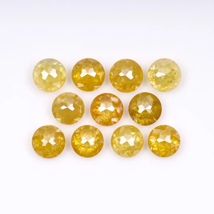 Loose Yellow Round Rose Cut Natural Earth Mined Diamond