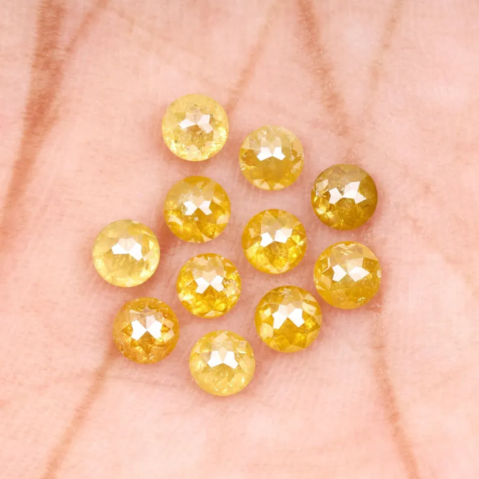 Loose Yellow Round Rose Cut Natural Earth Mined Diamond