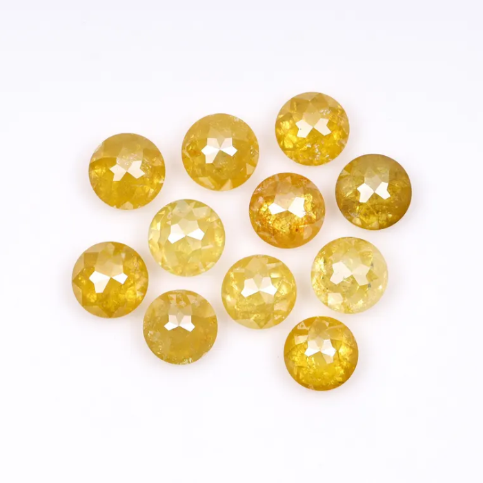 Loose Yellow Round Rose Cut Natural Earth Mined Diamond