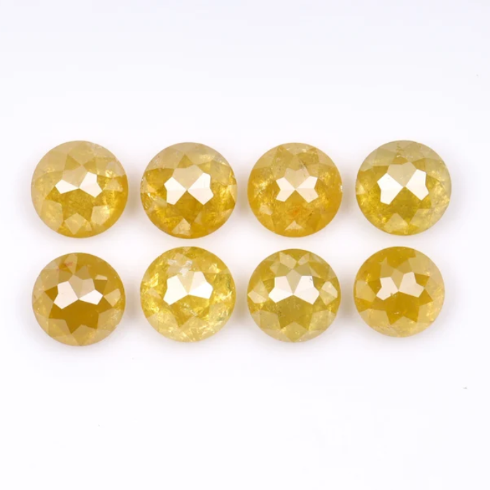 Yellow Natural Round Rose Cut Earth Mined Diamond - Minimal Carbon
