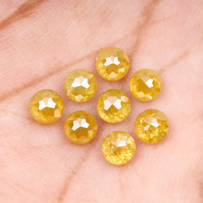 Yellow Natural Round Rose Cut Earth Mined Diamond - Minimal Carbon