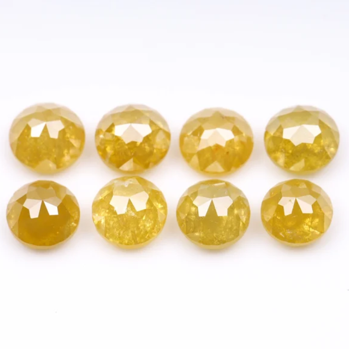 Yellow Natural Round Rose Cut Earth Mined Diamond - Minimal Carbon