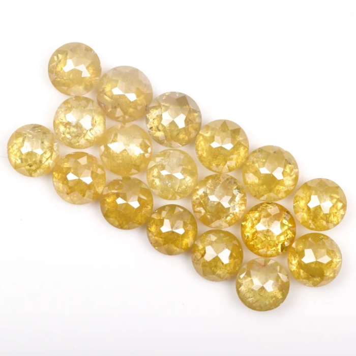 Yellow Natural Round Rose Cut Earth Mined Diamond