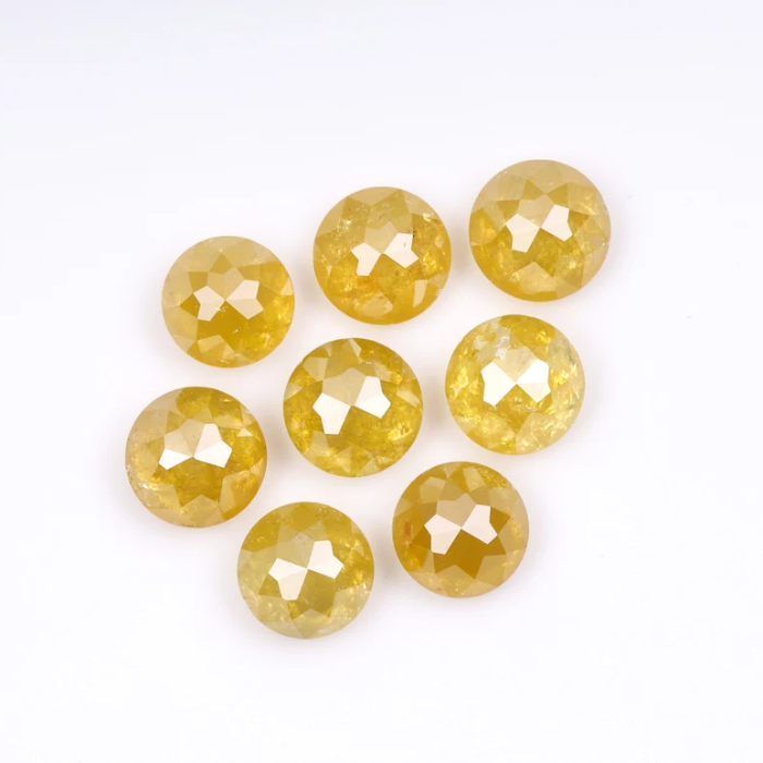 Yellow Natural Round Rose Cut Earth Mined Diamond - Minimal Carbon