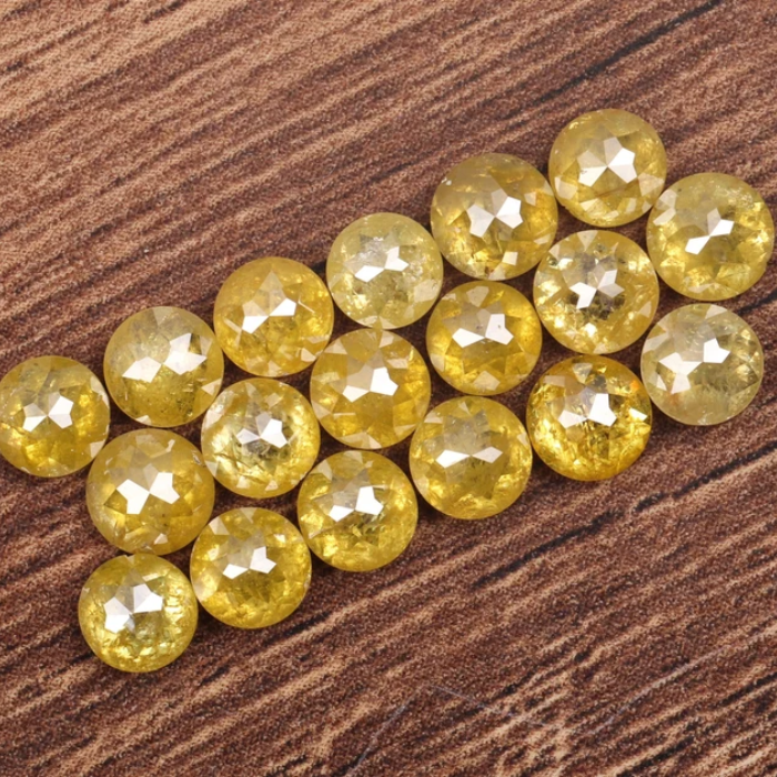 Yellow Natural Round Rose Cut Earth Mined Diamond