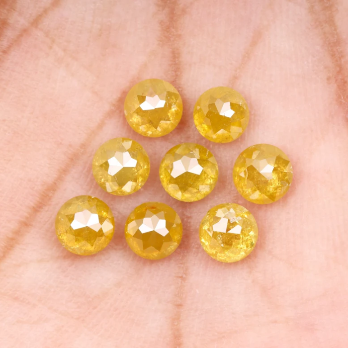 Yellow Natural Round Rose Cut Earth Mined Diamond - Minimal Carbon