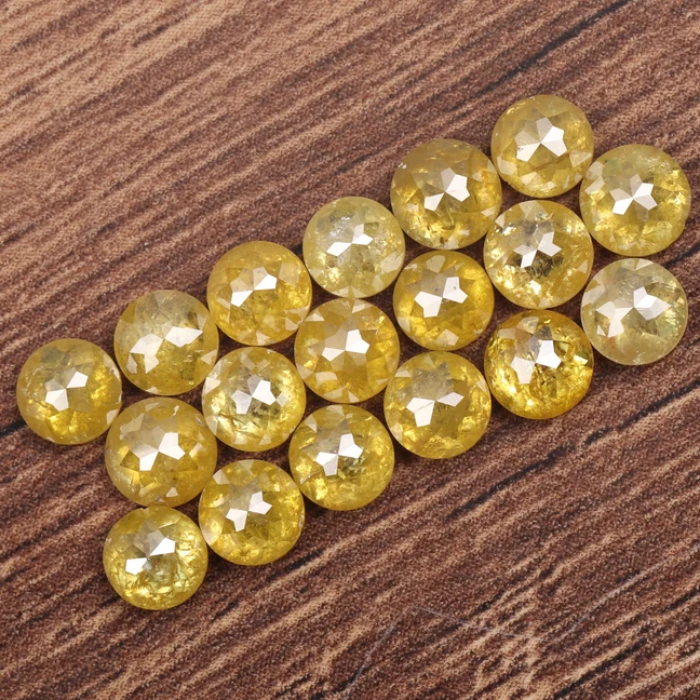 Yellow Natural Round Rose Cut Earth Mined Diamond