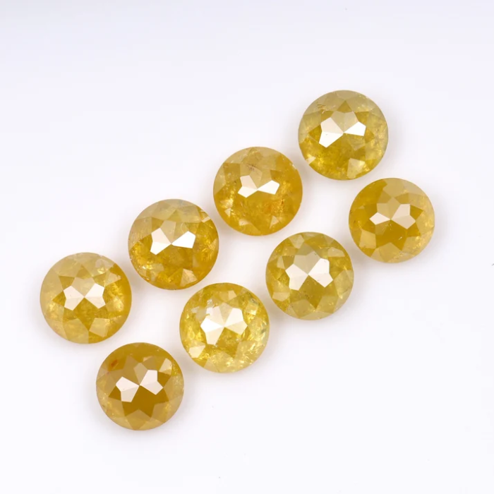Yellow Natural Round Rose Cut Earth Mined Diamond - Minimal Carbon