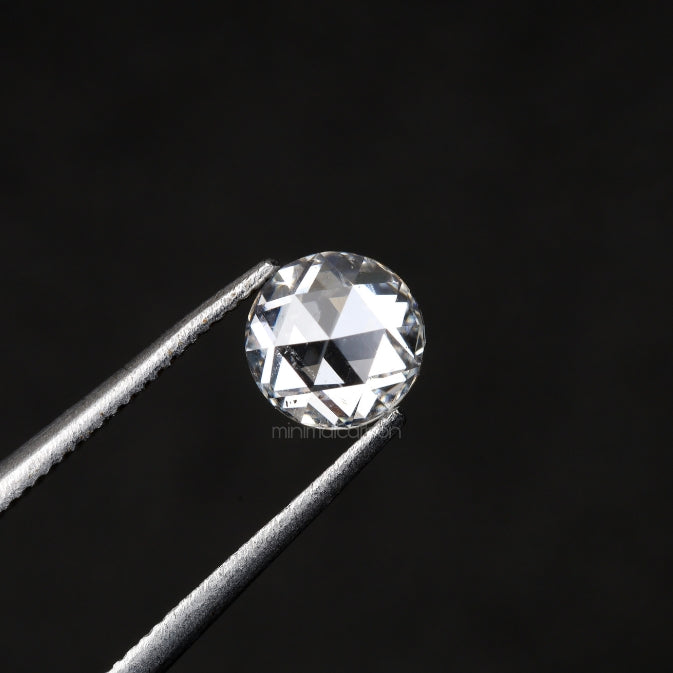 0.60 CT, 5.0 MM | Natural Clear Diamond | Round Rose Cut Diamond - Minimal Carbon