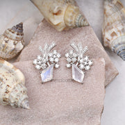 Kite Cut Moonstone Cluster Earrings For Women