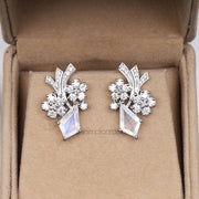Kite Cut Moonstone Cluster Earrings For Women