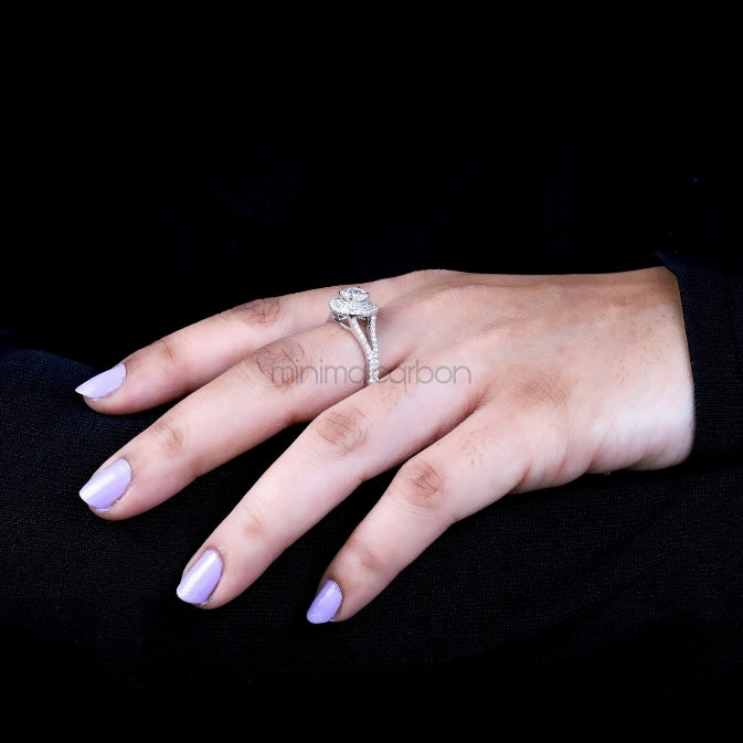 Double Halo Cushion Cut Diamond Engagement Ring