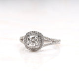 Double Halo Cushion Cut Diamond Engagement Ring