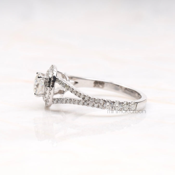 Double Halo Cushion Cut Diamond Engagement Ring