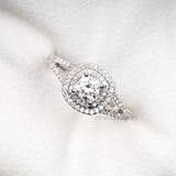 Double Halo Cushion Cut Diamond Engagement Ring