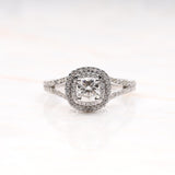 Double Halo Cushion Cut Diamond Engagement Ring
