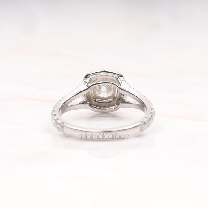 Double Halo Cushion Cut Diamond Engagement Ring