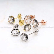 Hexagon Cut Salt and Pepper Diamond Stud Earrings