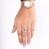 Kite Cut Salt And Pepper Diamond Curved Wedding Band