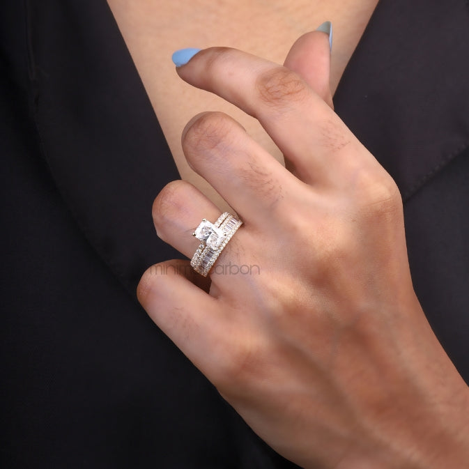 Engagement Ring Bridal Set - Minimal Carbon