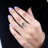 Kite Cut Salt And Pepper Diamond Curved Wedding Band