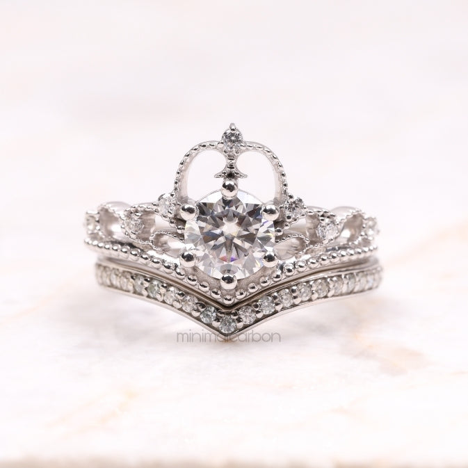 Queen Crown Ring Set - Minimal Carbon