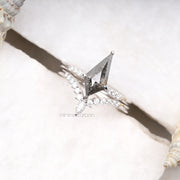 Kite Cut Salt And Pepper Diamond Curved Wedding Band