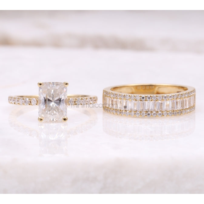 Engagement Ring Bridal Set - Minimal Carbon