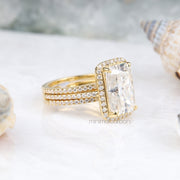 Radiant Cut Moissanite Halo Engagement Ring