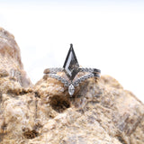 Kite Cut Salt And Pepper Diamond Curved Wedding Band