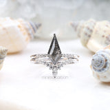 Kite Cut Salt And Pepper Diamond Curved Wedding Band