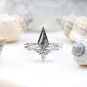 Kite Cut Salt And Pepper Diamond Curved Wedding Band