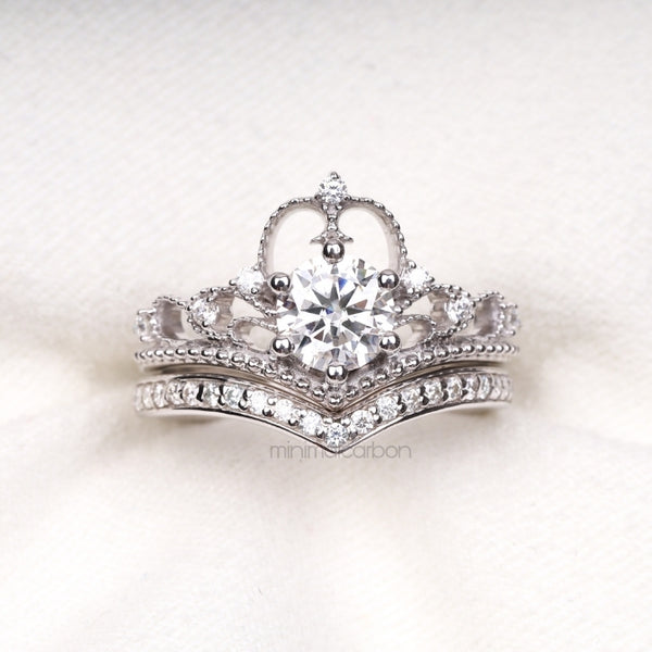 Queen Crown Ring Set - Minimal Carbon